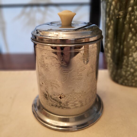 Pair of 50s Mid Century Modern Chrome & Bakelite Tea Caddys - Picture 9 of 14